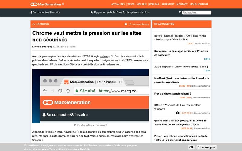 MacGeneration : Chrome veut mettre la pression sur les sites non sécurisés