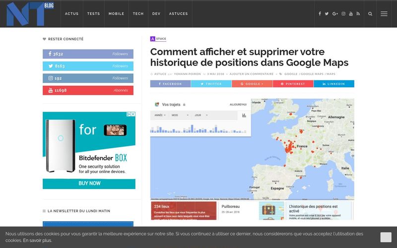 Comment afficher et supprimer votre historique des positions Google Maps : Blog Nouvelles Technologies